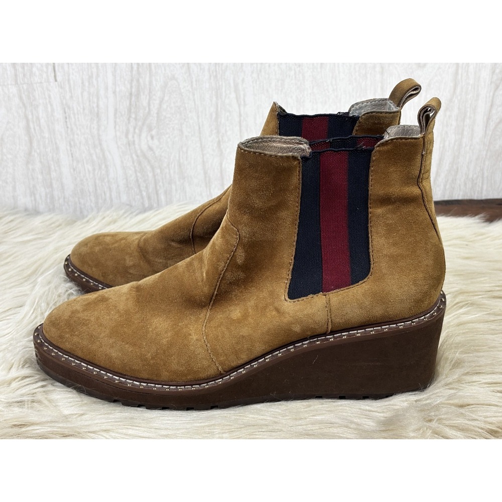 Cecelia NY‎ Gemma Wedge Boots Tan Suede Chelsea Booties Women's 10 Boho Chic